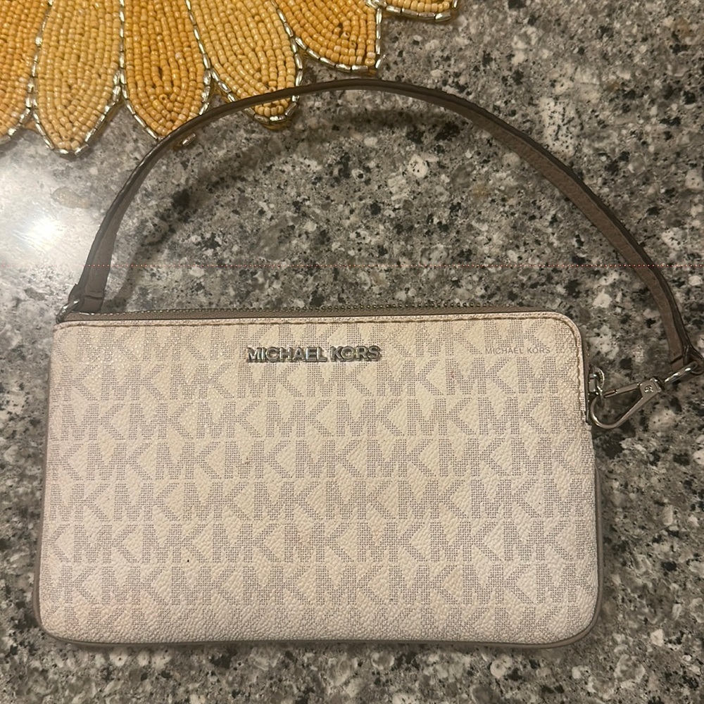 Michael Kors Silver & White Wristlet